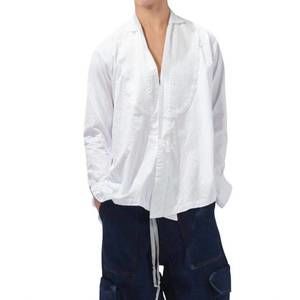 NEW GREG LAUREN military cotton tuxedo shirt in white